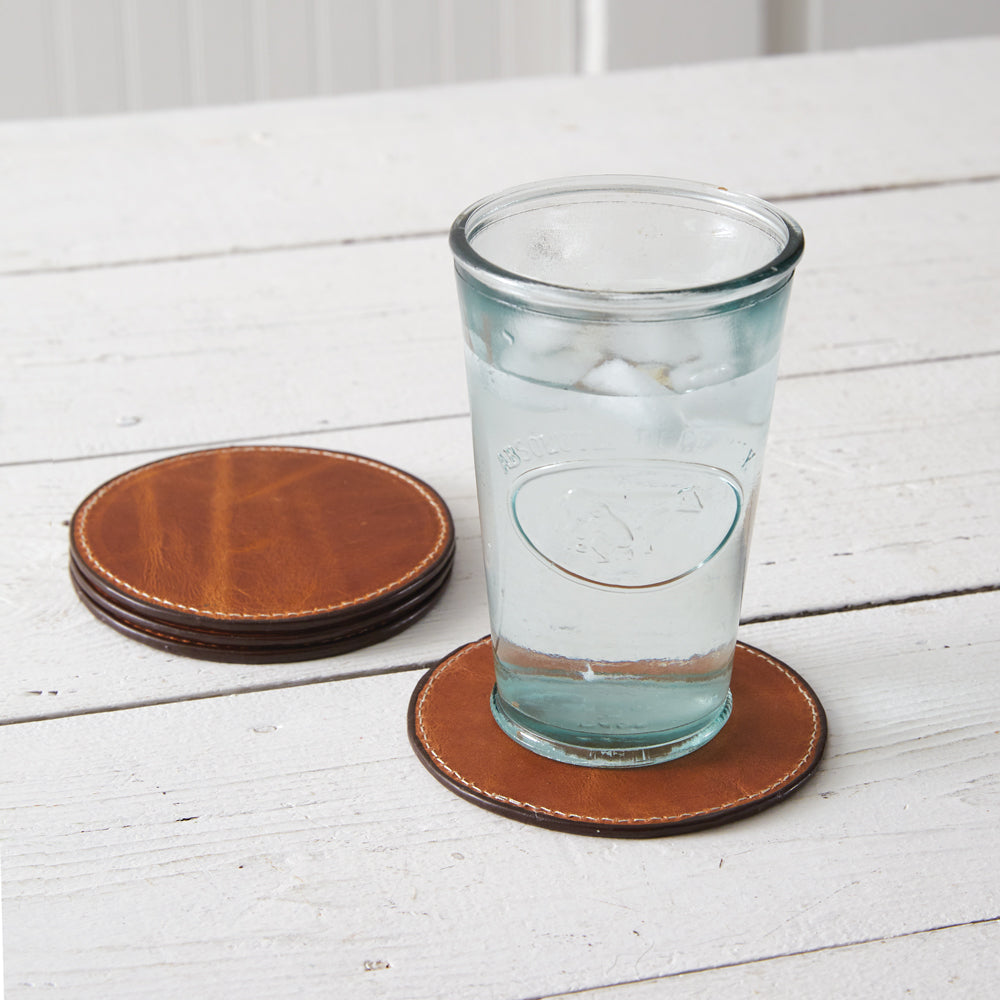 Set of Four Leather Coasters