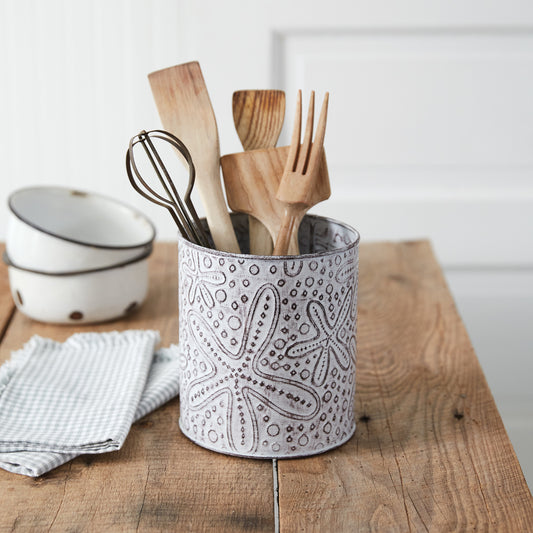 Starfish Stamped Metal Utensil Holder